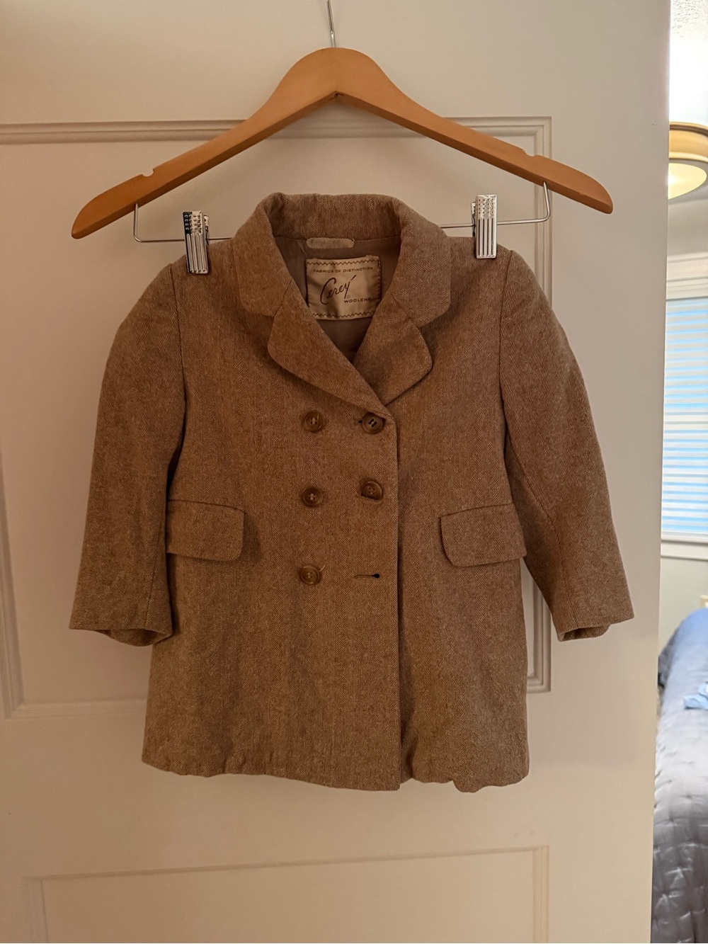 Vintage Kids' Double-Breasted Wool Coat - Brown